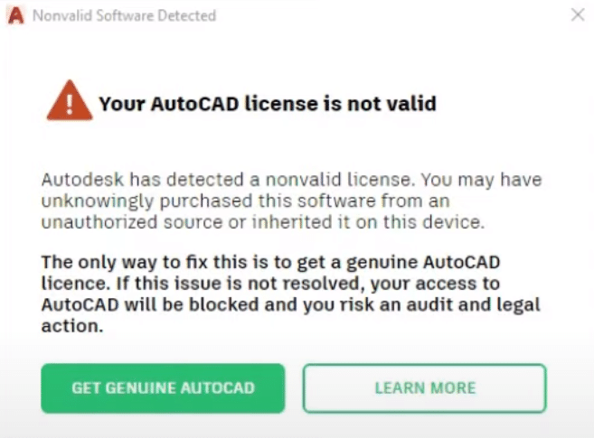 Was bedeutet die Meldung: „Ihre AutoCAD-Lizenz ist nicht gültig“?
